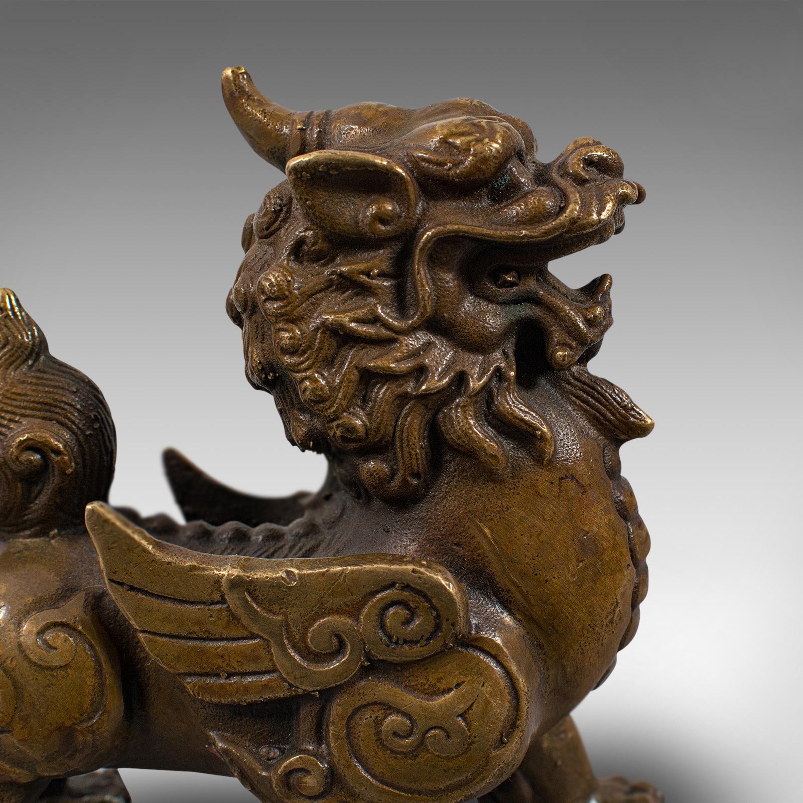 Small Antique Pixiu Figure, Oriental, Brass, Mythological, Statue, Victorian 6
