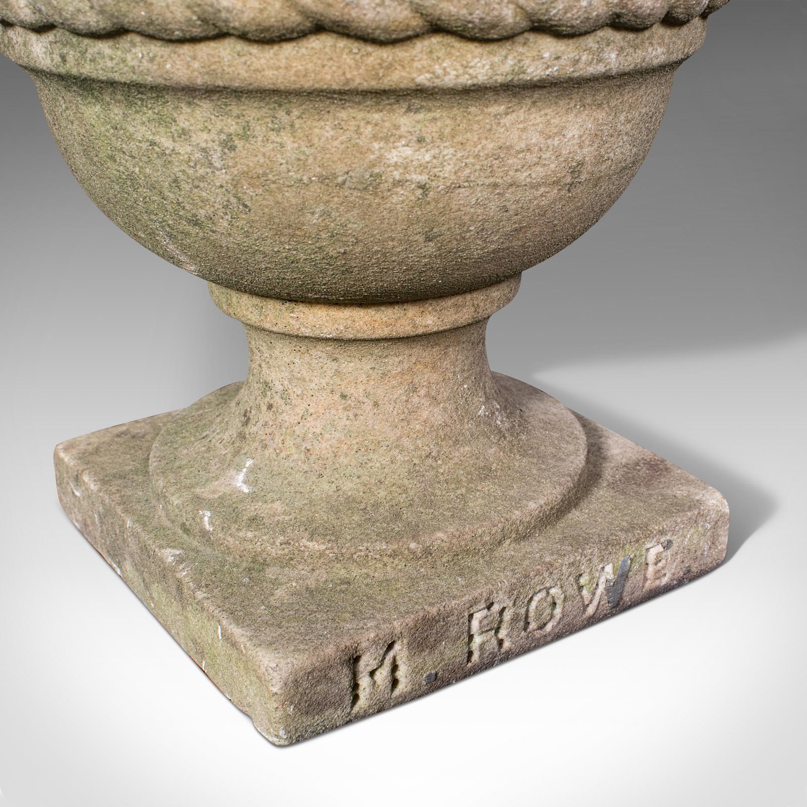 Small Antique Planting Urn, English, Weathered Marble, Jardiniere, Victorian For Sale 3