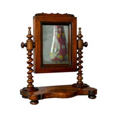 Small Antique Platform Mirror, English, Rosewood, Dressing Table, Toilet