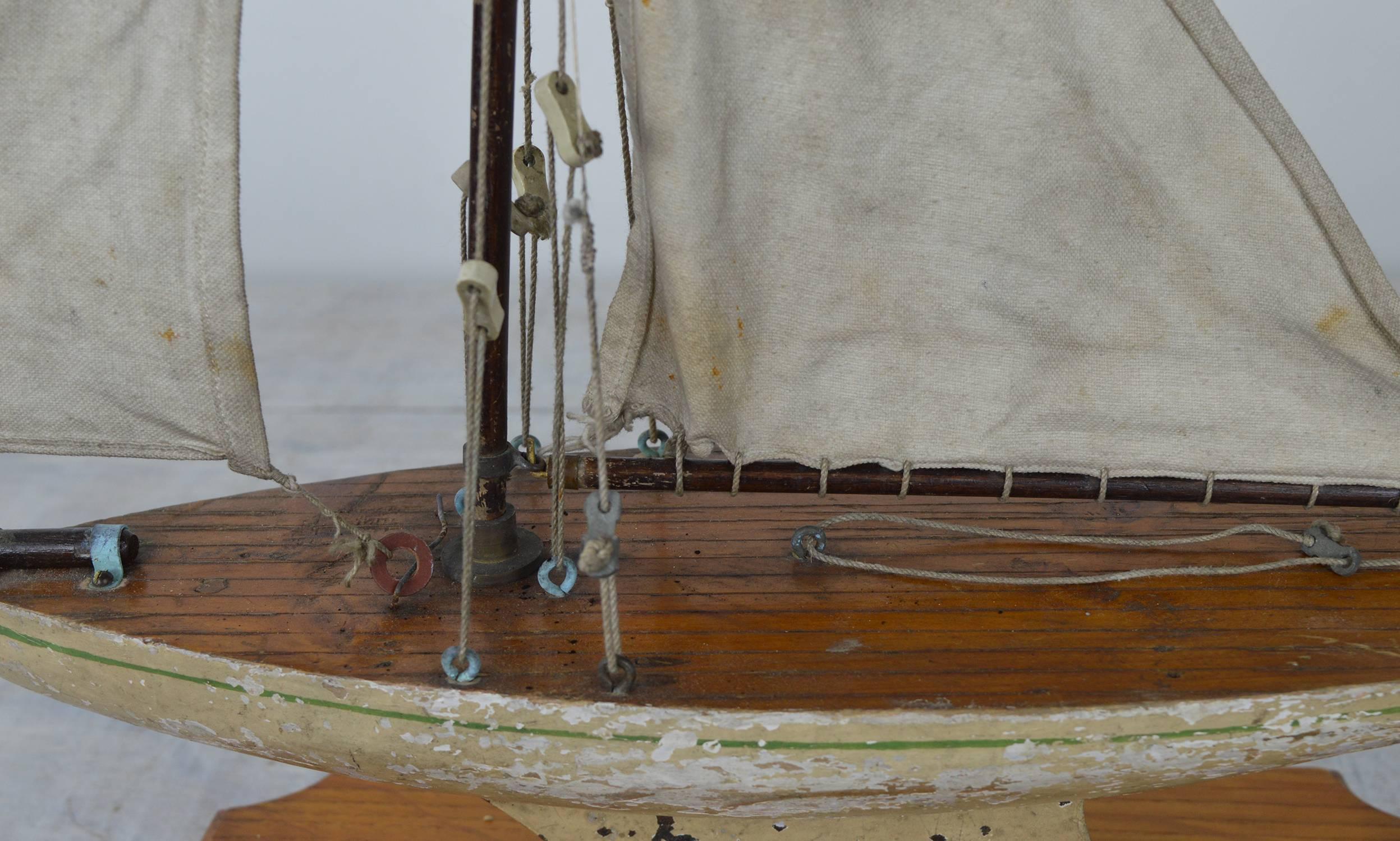 Painted Small Antique Pond Yacht, English, 1920s