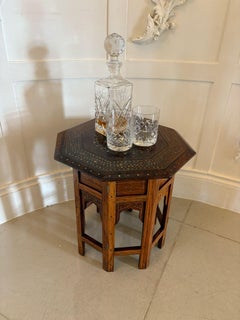 Small Antique Quality Brass and Bone Inlaid Indian Teak Table