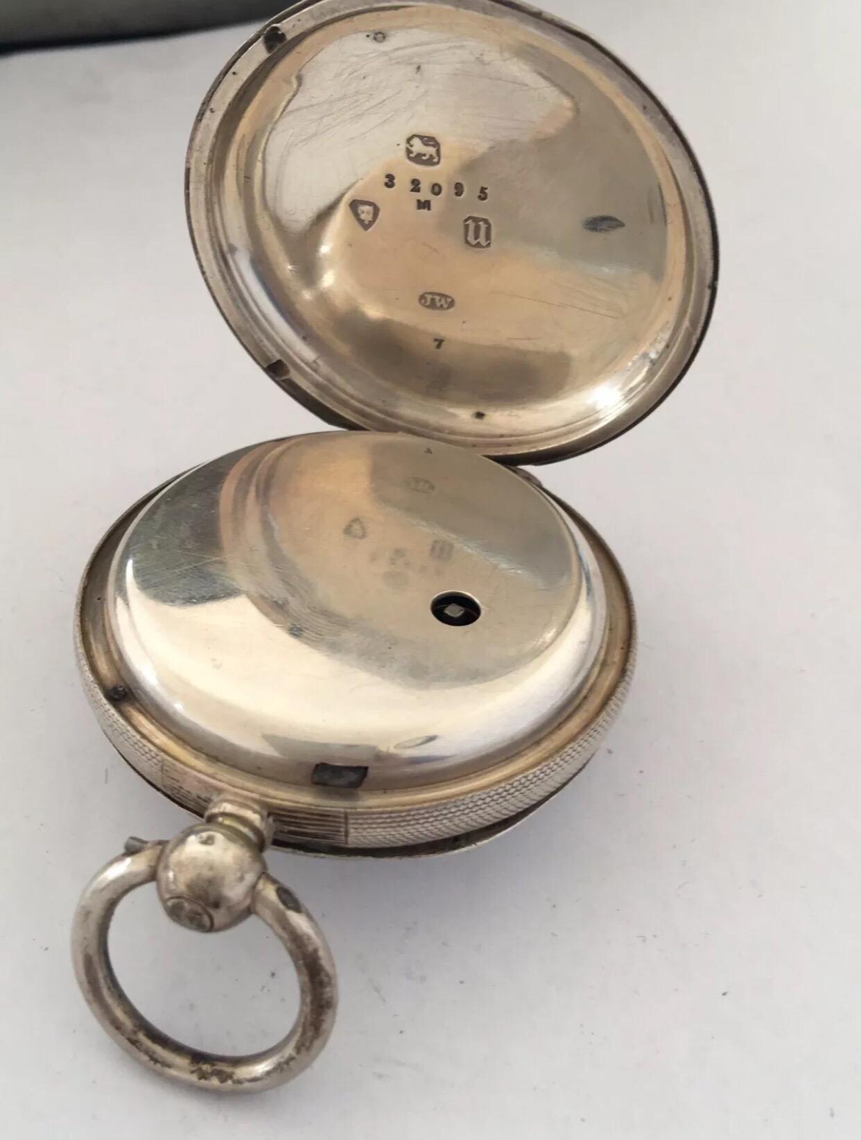 Small Antique Rare JW Benson London Maker Silver Pocket Watch For Sale 3