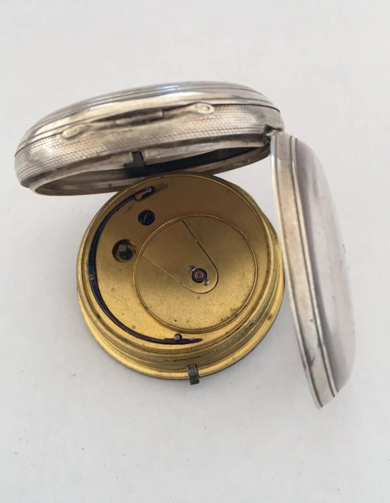 Small Antique Rare JW Benson London Maker Silver Pocket Watch For Sale 4