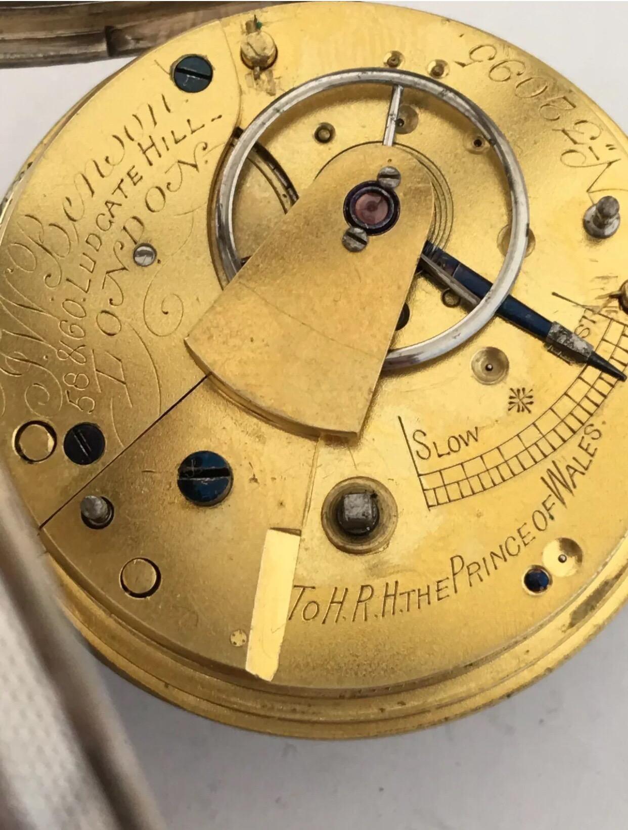 Women's or Men's Small Antique Rare JW Benson London Maker Silver Pocket Watch For Sale