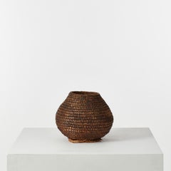 Small Antique Rattan Basket or Planter