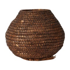 Small Antique Rattan Basket or Planter