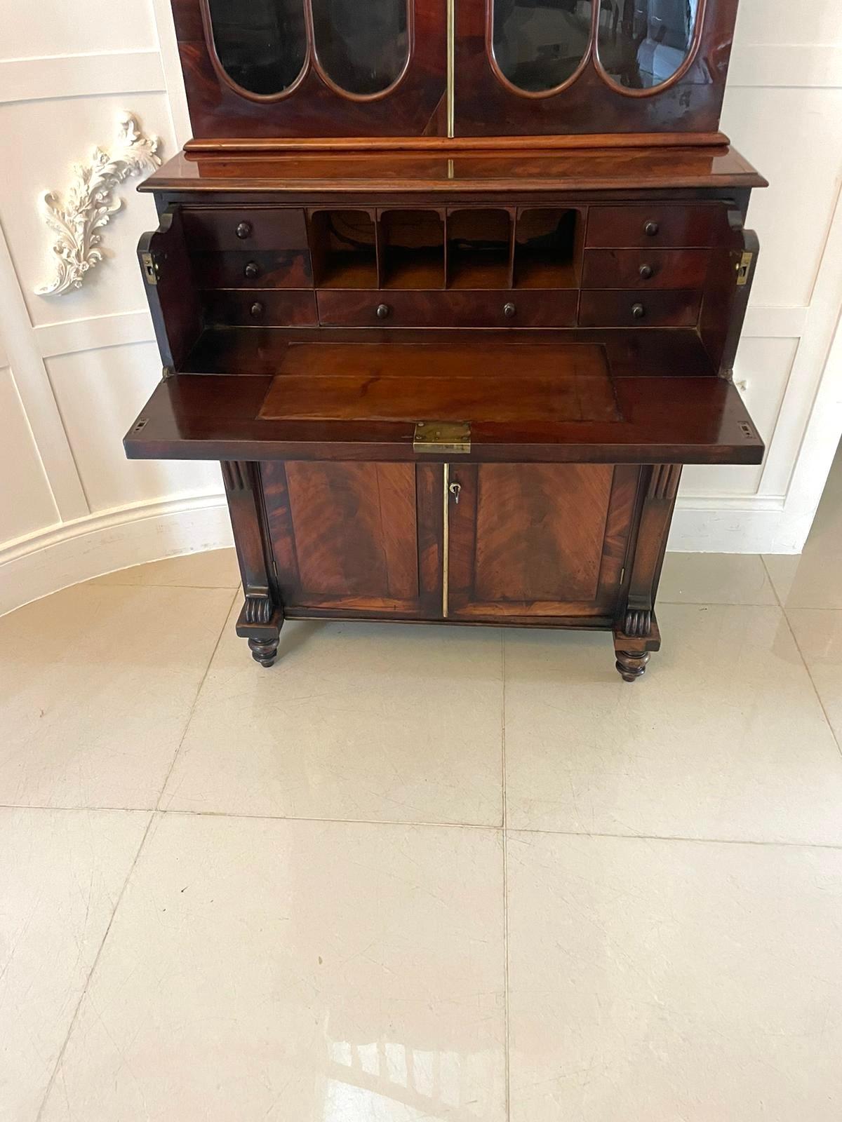 Other Small Antique Regency Quality Figured Mahogany Secretaire Bookcase  For Sale