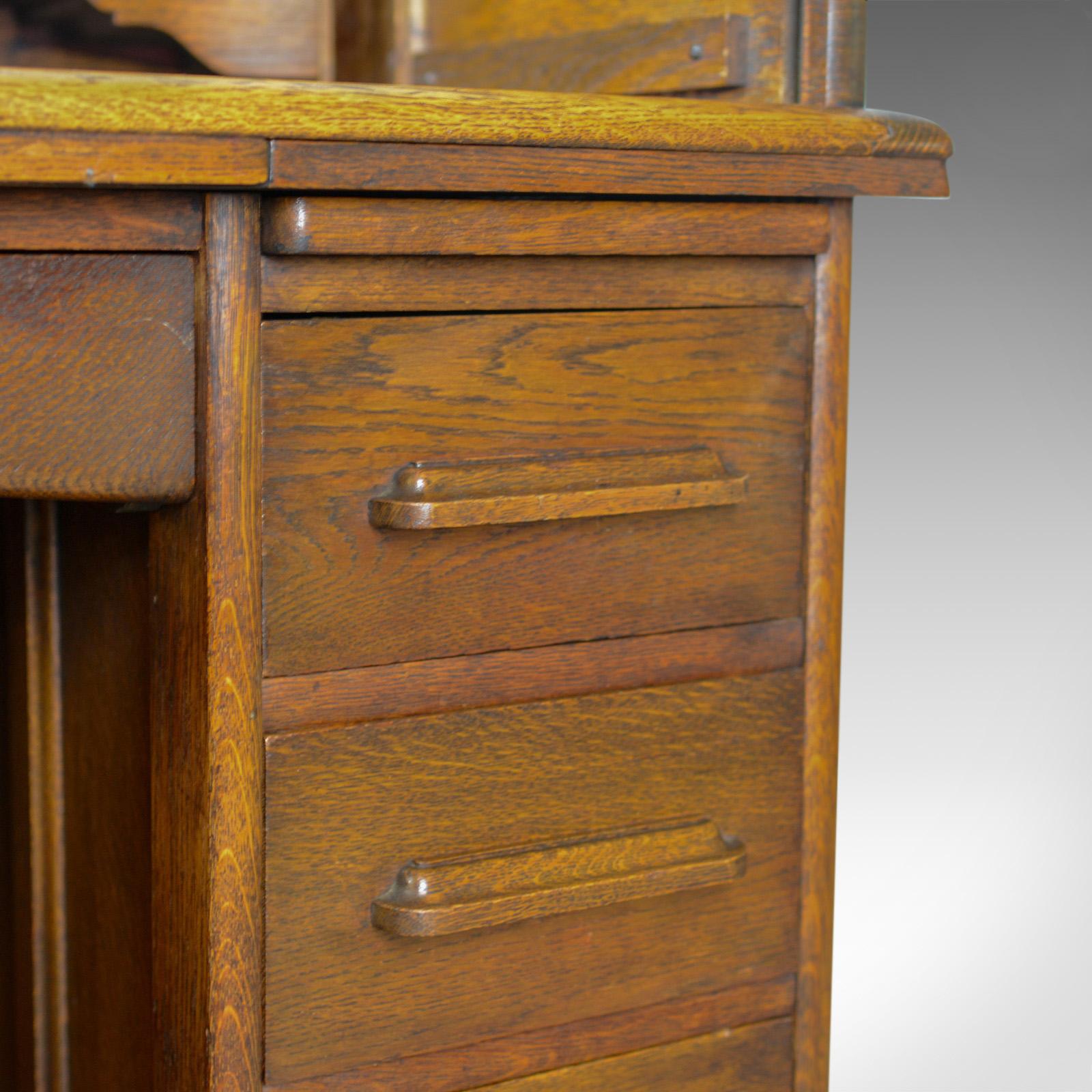 Small Antique Roll Top Desk, Oak, Tambour, William Angus and Co Ltd London 1