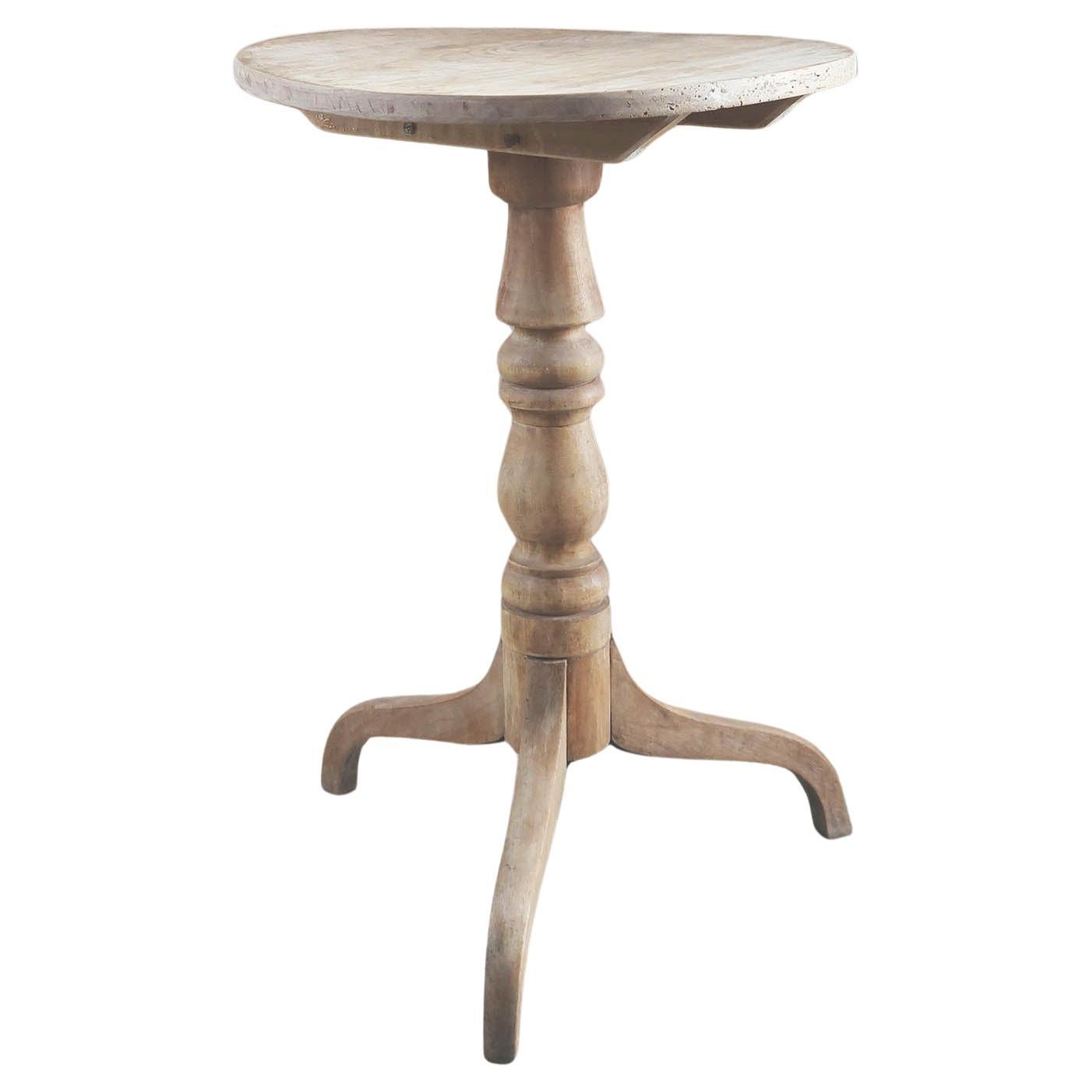Small Antique Round Bleached Elm Side Table. English, Circa 1820