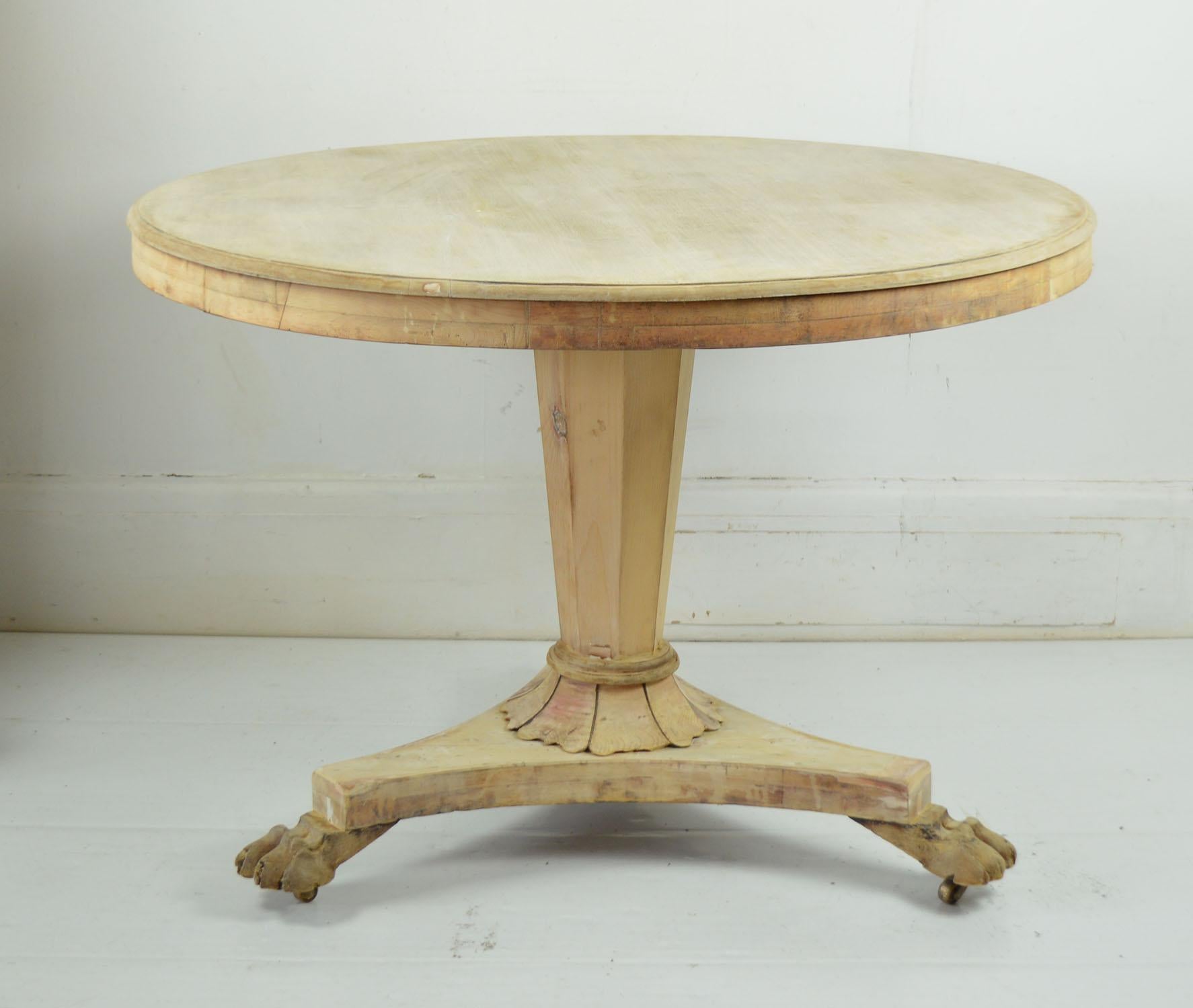 Small Antique Round Bleached Mahogany and Pine Table, English, circa 1835 2