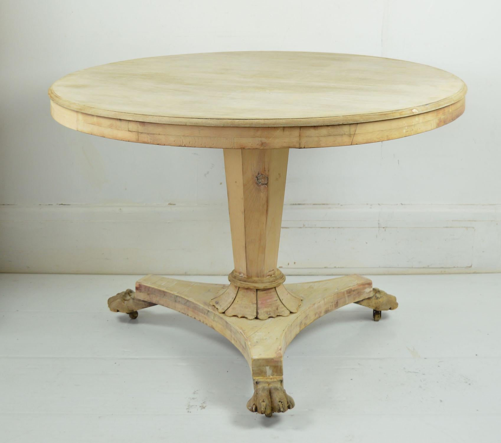 Small Antique Round Bleached Mahogany and Pine Table, English, circa 1835 3