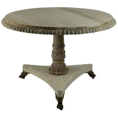 Small Antique Round Bleached Mahogany and Pine Table in Empire Style