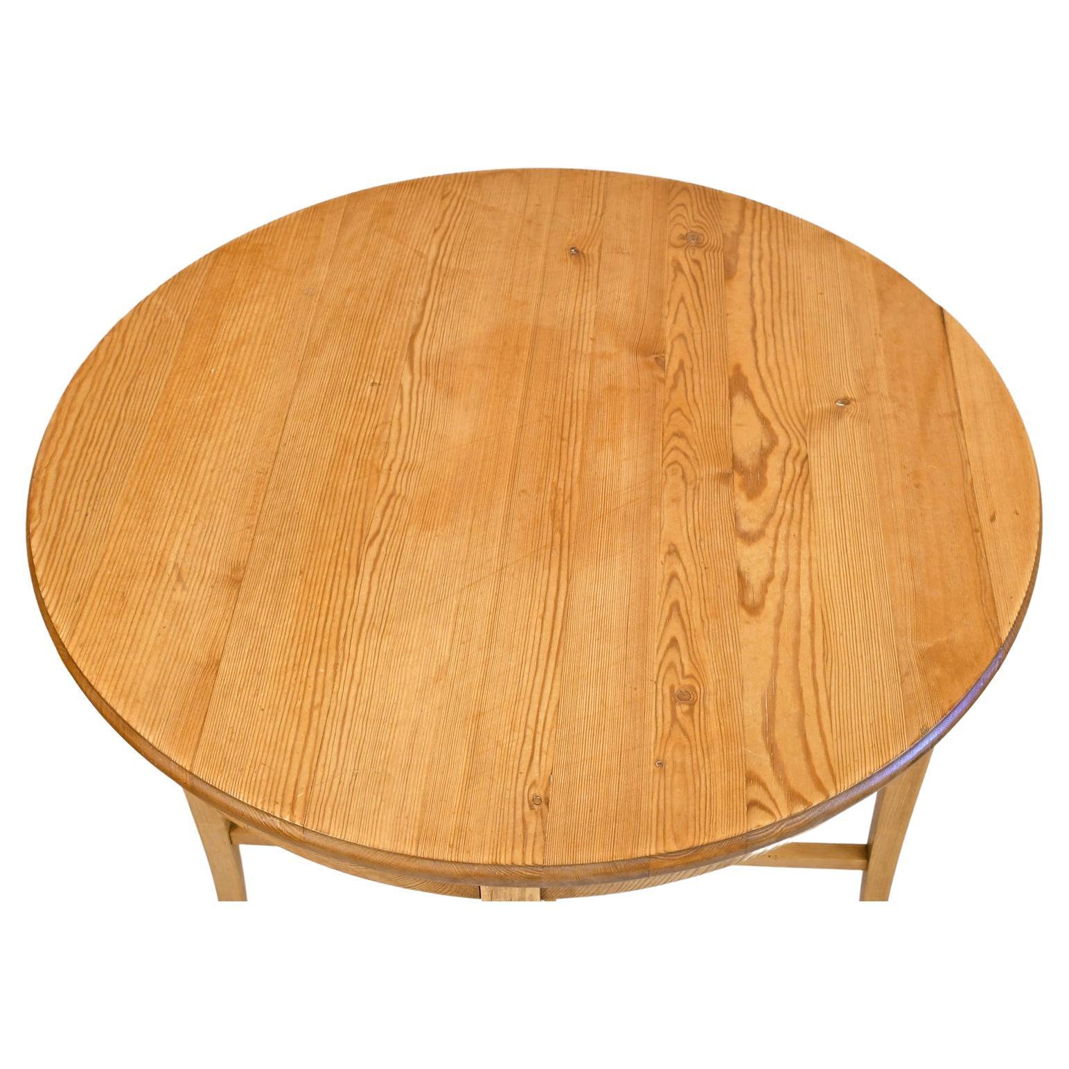 Hand-Crafted Small Antique Scandinavian Round End/ Side Table in Pine, Denmark, circa 1920