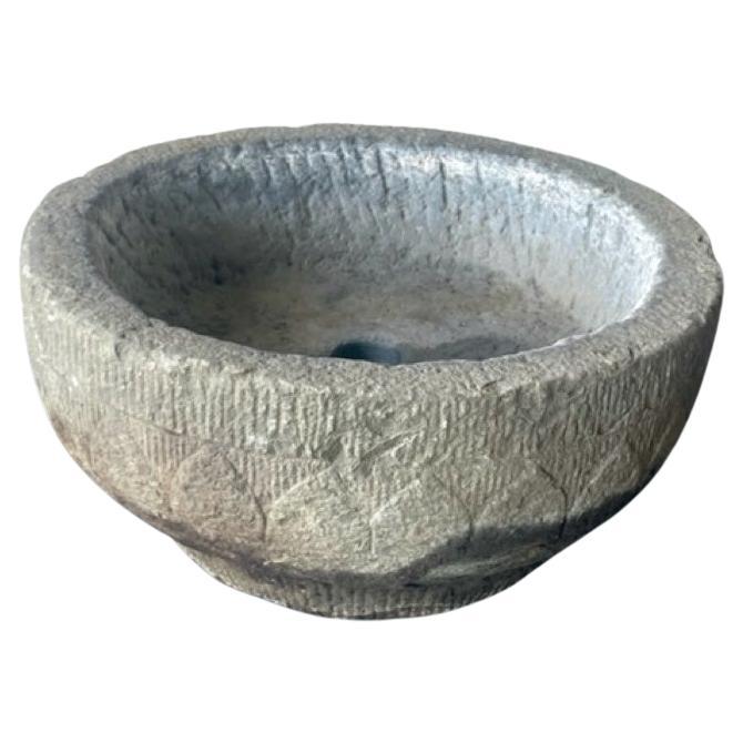 Small Antique Round Stone Basin For Sale