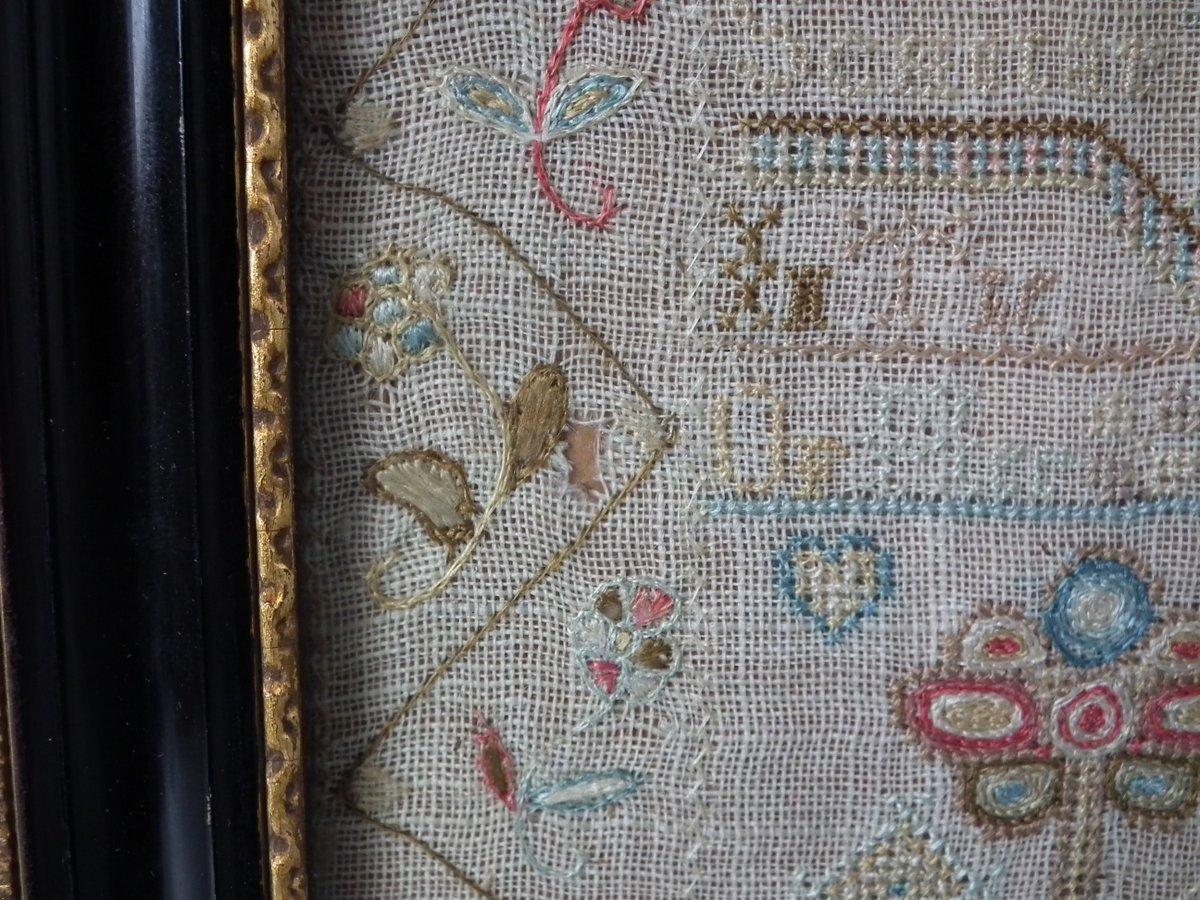 English Small Antique Sampler, circa 1770, by Lydia Peakins
