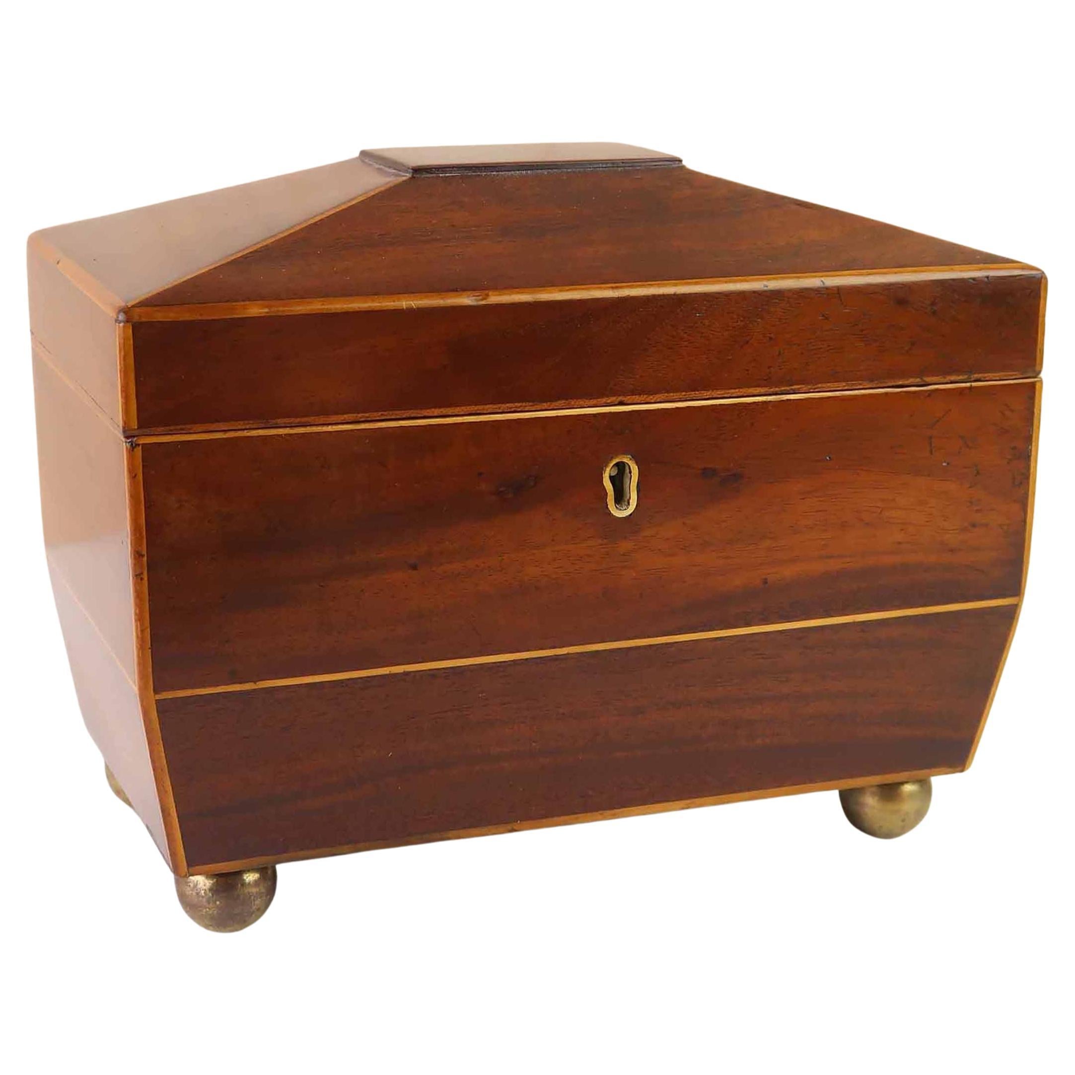 Small Antique Sarcophagus Shaped Tea Caddy . English C.1830