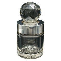 Small Antique Scent Bottle, English, Glass, Silver, Perfume, Hallmark, Victorian