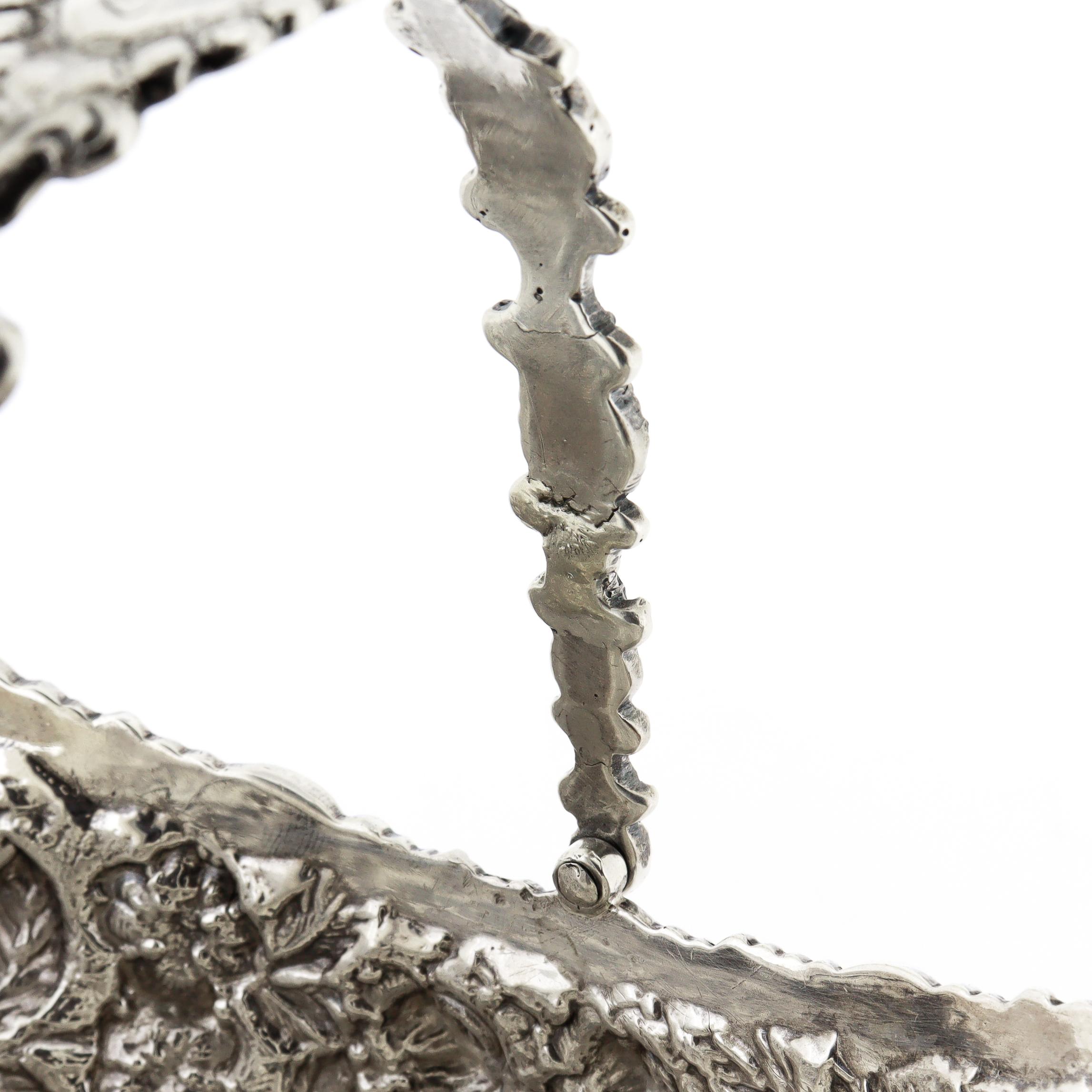 Small Antique Schofield Baltimore Sterling Silver Basket with Repoussé Roses For Sale 9