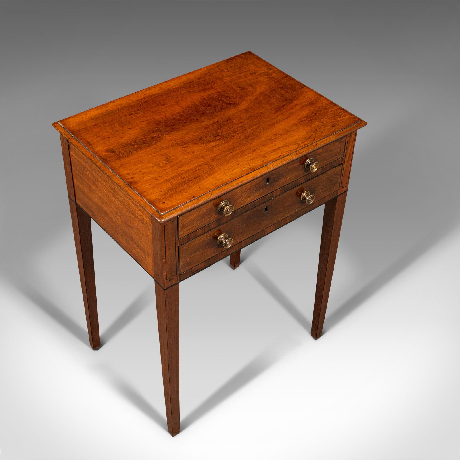 Wood Small Antique Sewing Table, English, Bureau, Correspondence Desk, Georgian, 1800