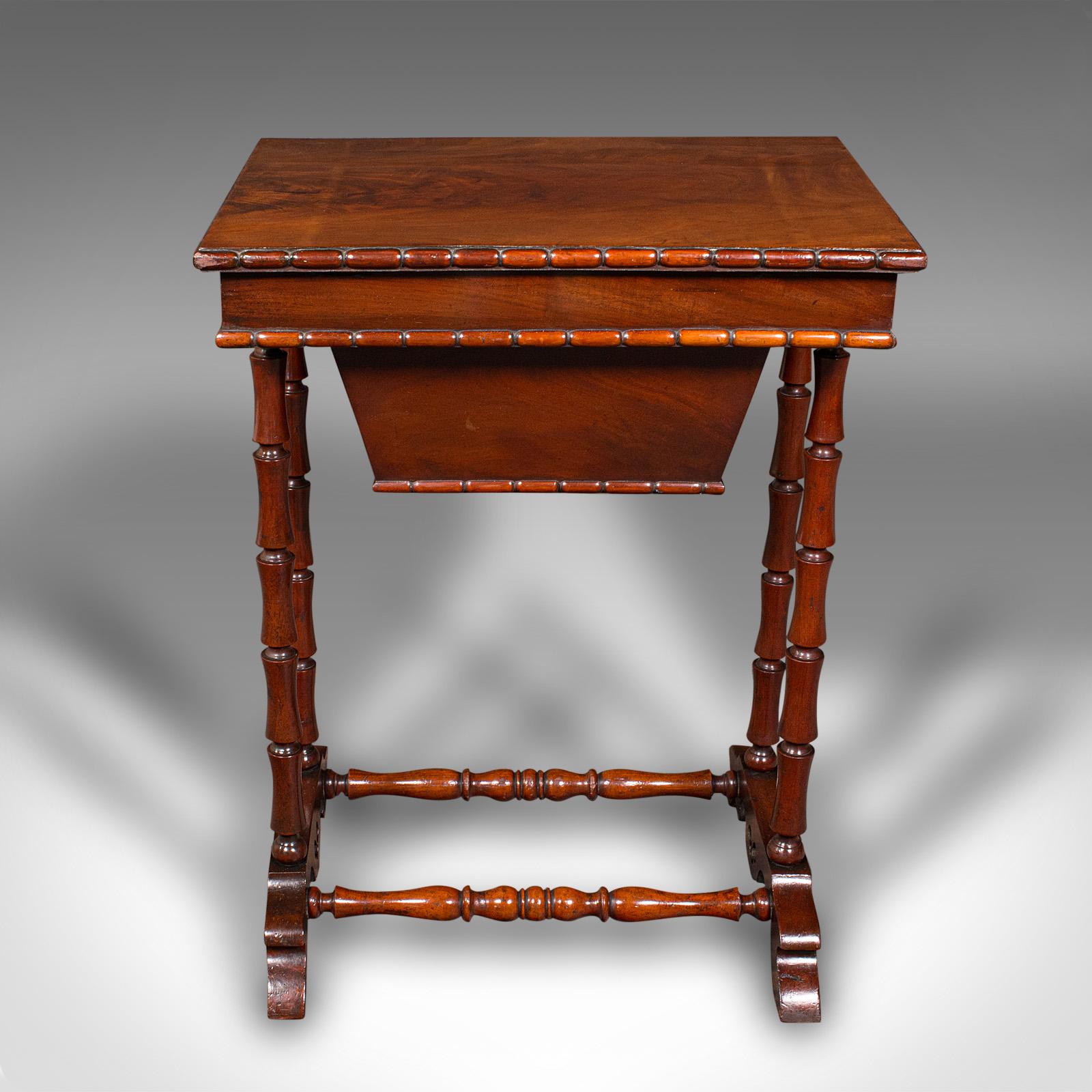 Small Antique Sewing Table, English, Flame, Ladies, Work, Regency, Circa 1830 In Good Condition For Sale In Hele, Devon, GB