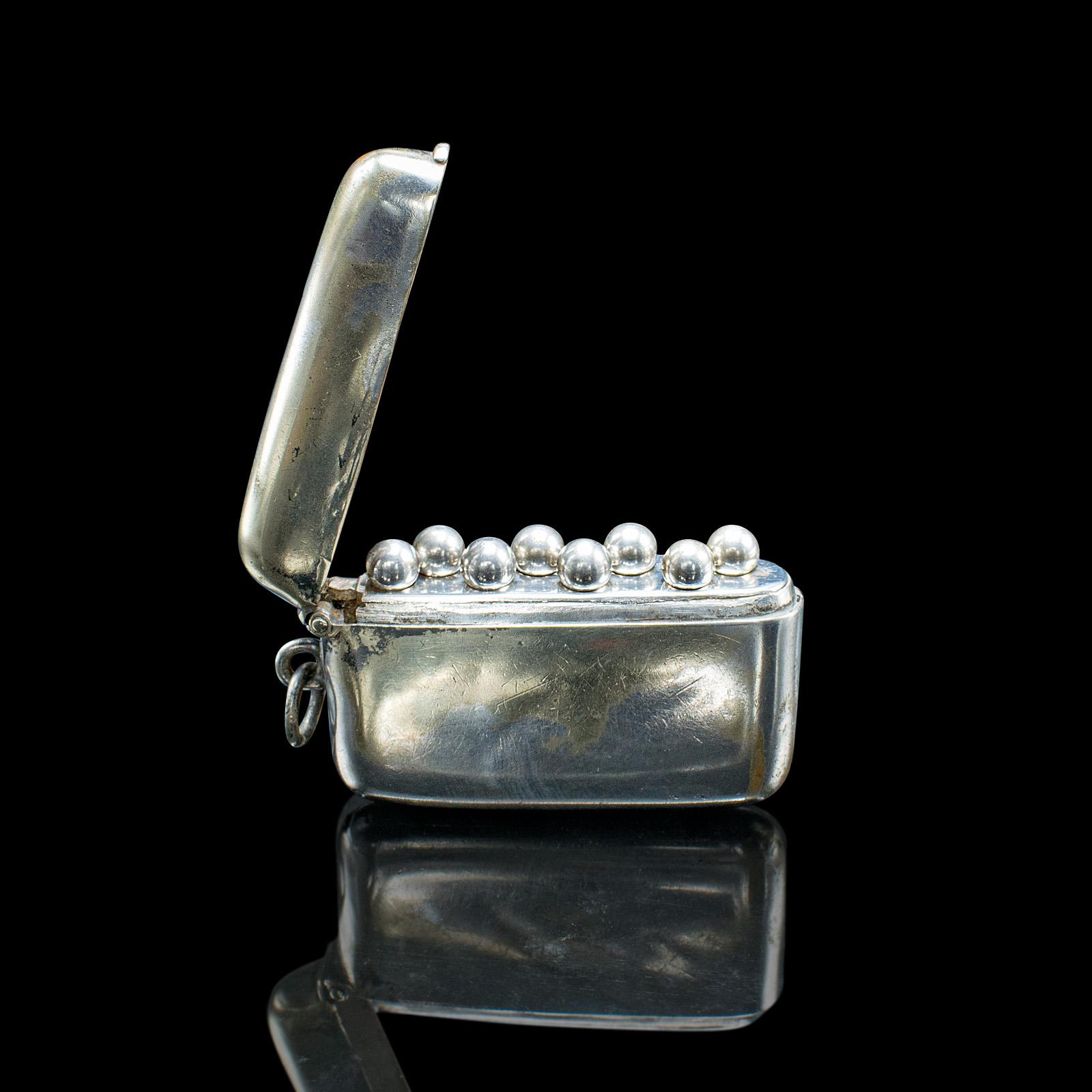 XX secolo Piccolo astuccio antico per pioli da tiro, inglese, in argento, scatola per pennarelli, vittoriano in vendita