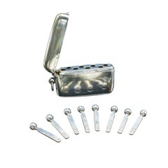Piccolo astuccio antico per pioli da tiro, inglese, in argento, scatola per pennarelli, vittoriano
