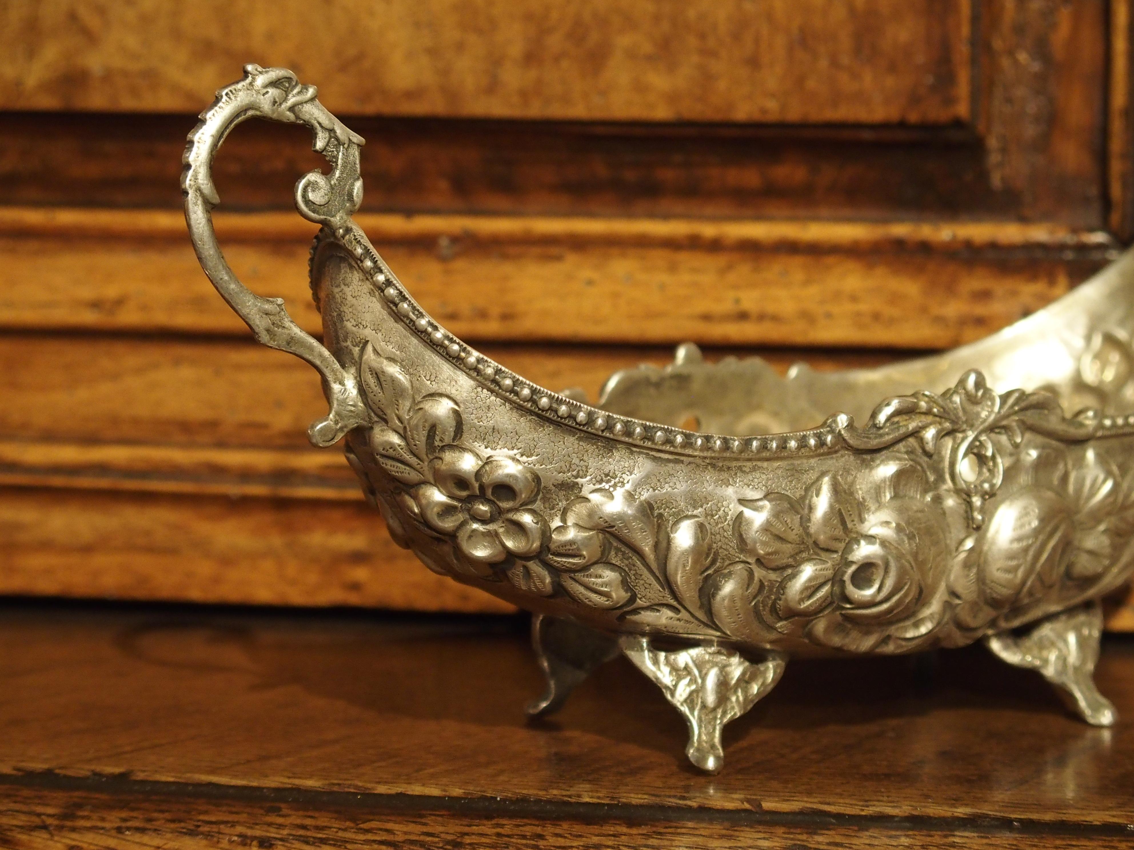 Early 20th Century Small Antique Silver Gondola Form Serving Bowl from Germany, circa 1900