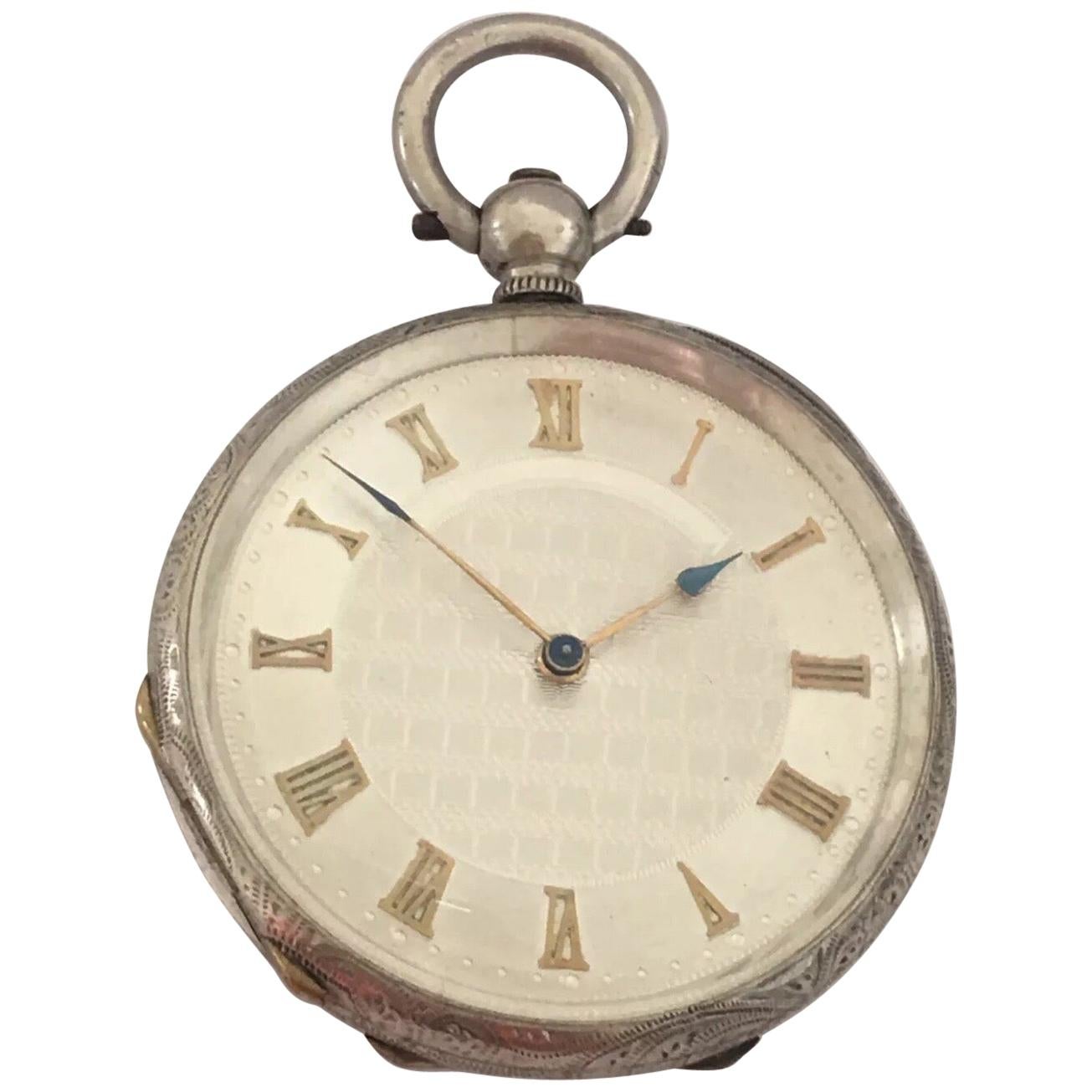 Small Antique Silver Key-Wind Pocket Watch Signed A. Bremer, Geneve, circa 1880s For Sale