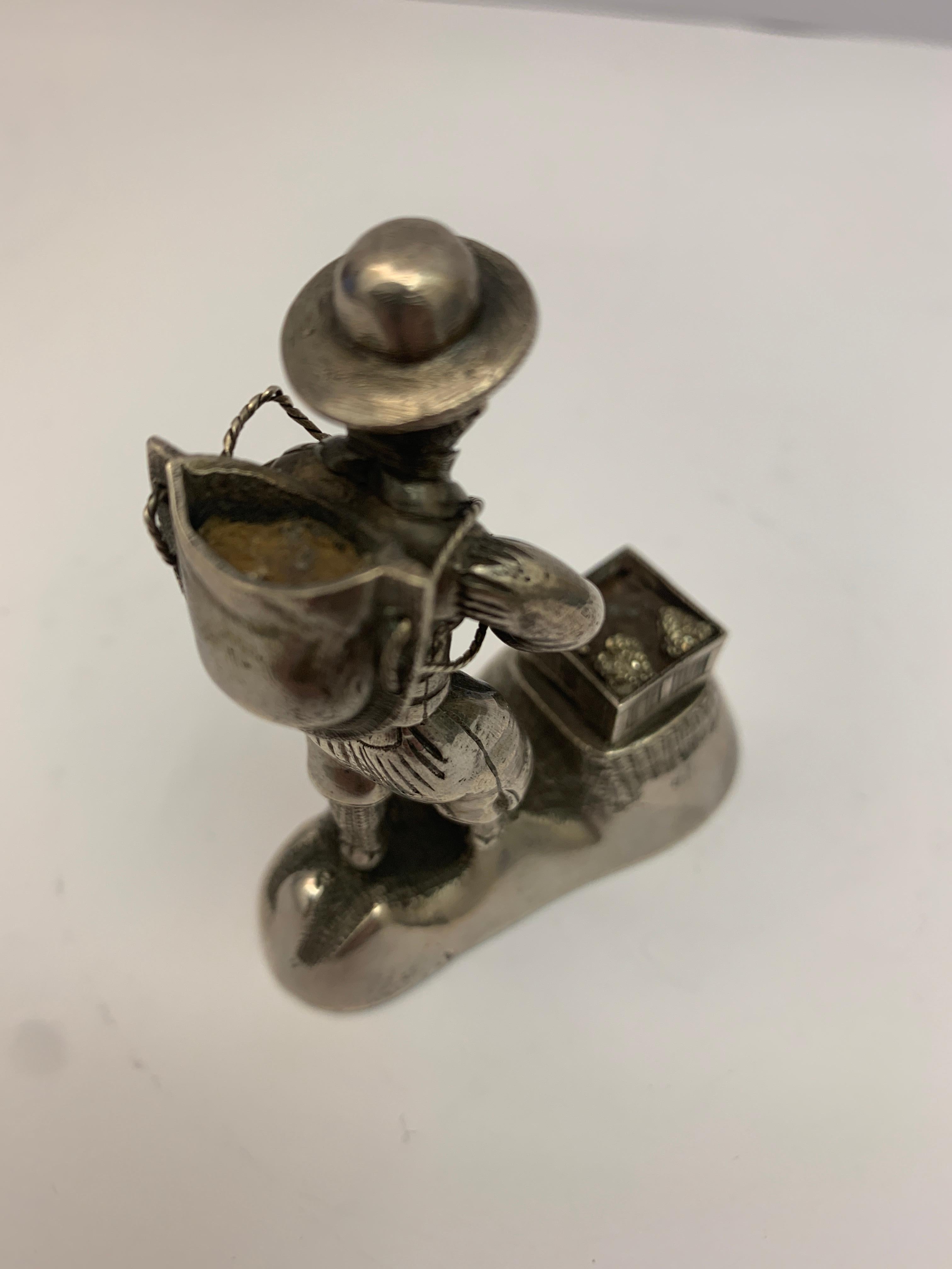 English Small Antique Silver Model of a Prospector