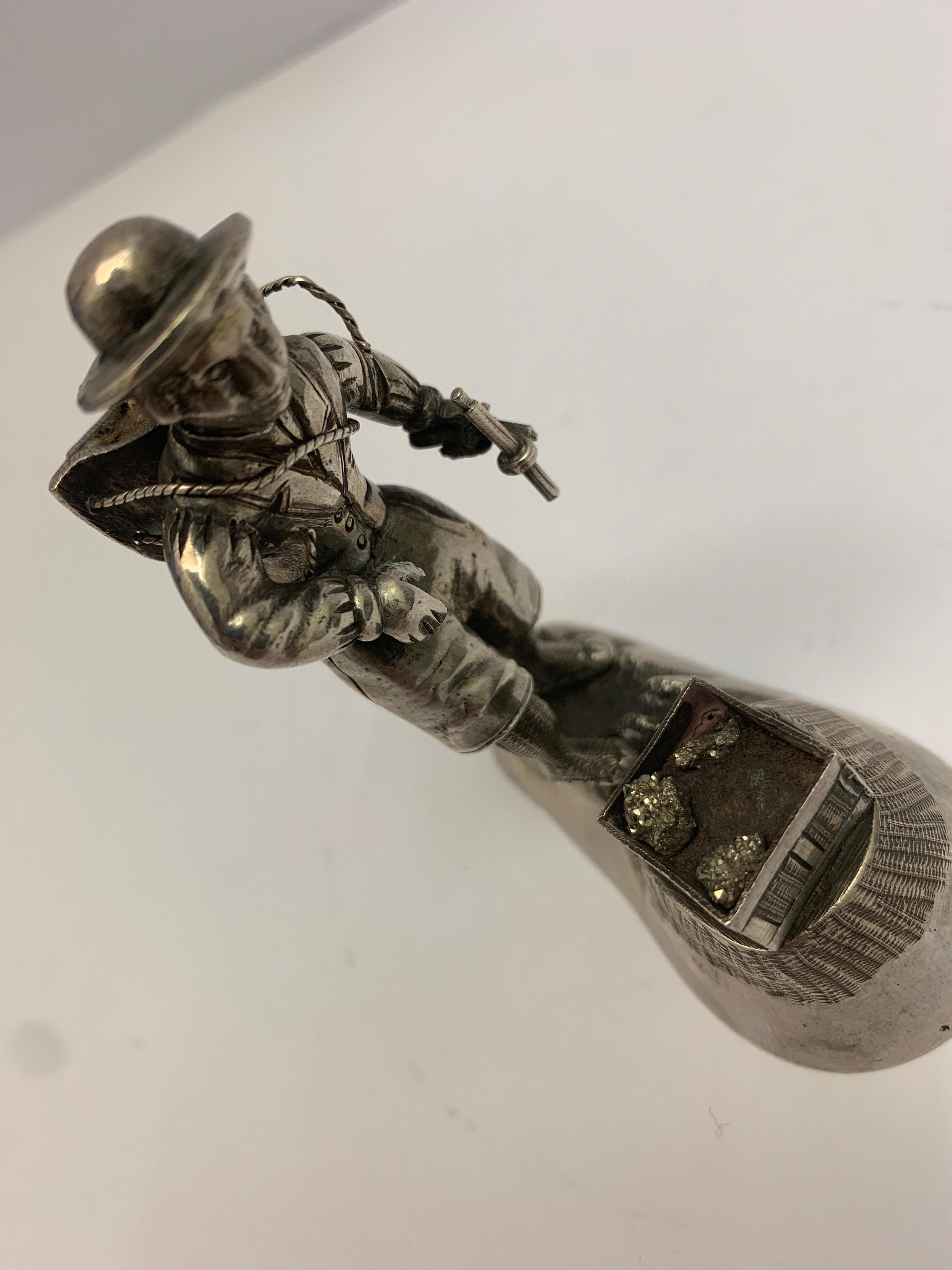 Small Antique Silver Model of a Prospector In Good Condition In London, London