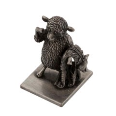 Small Antique Silver-Plated Bronze The Year Of The Sheep by John Landrum Bryant