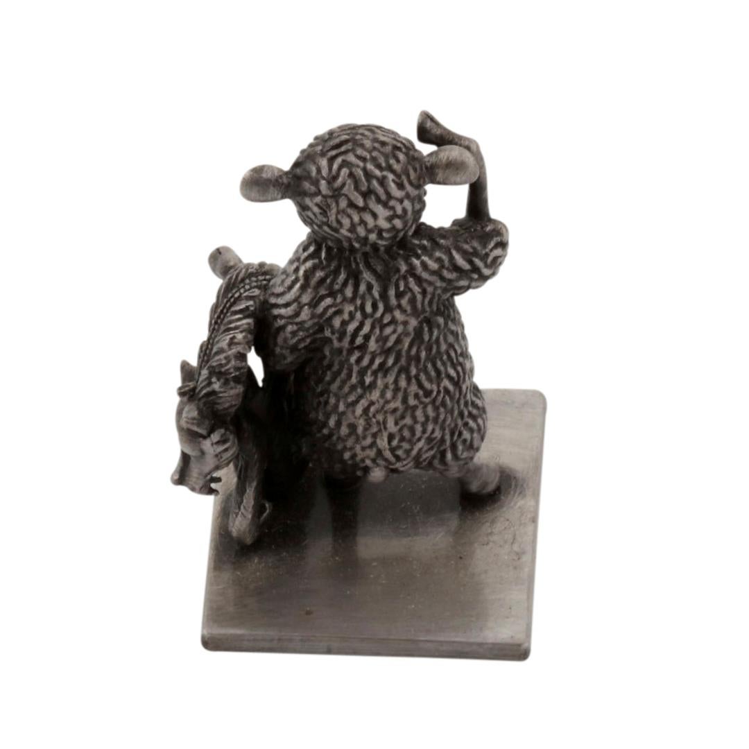 Small Antique Silver-Plated Bronze The Year Of The Sheep by John Landrum Bryant In New Condition For Sale In New York, NY