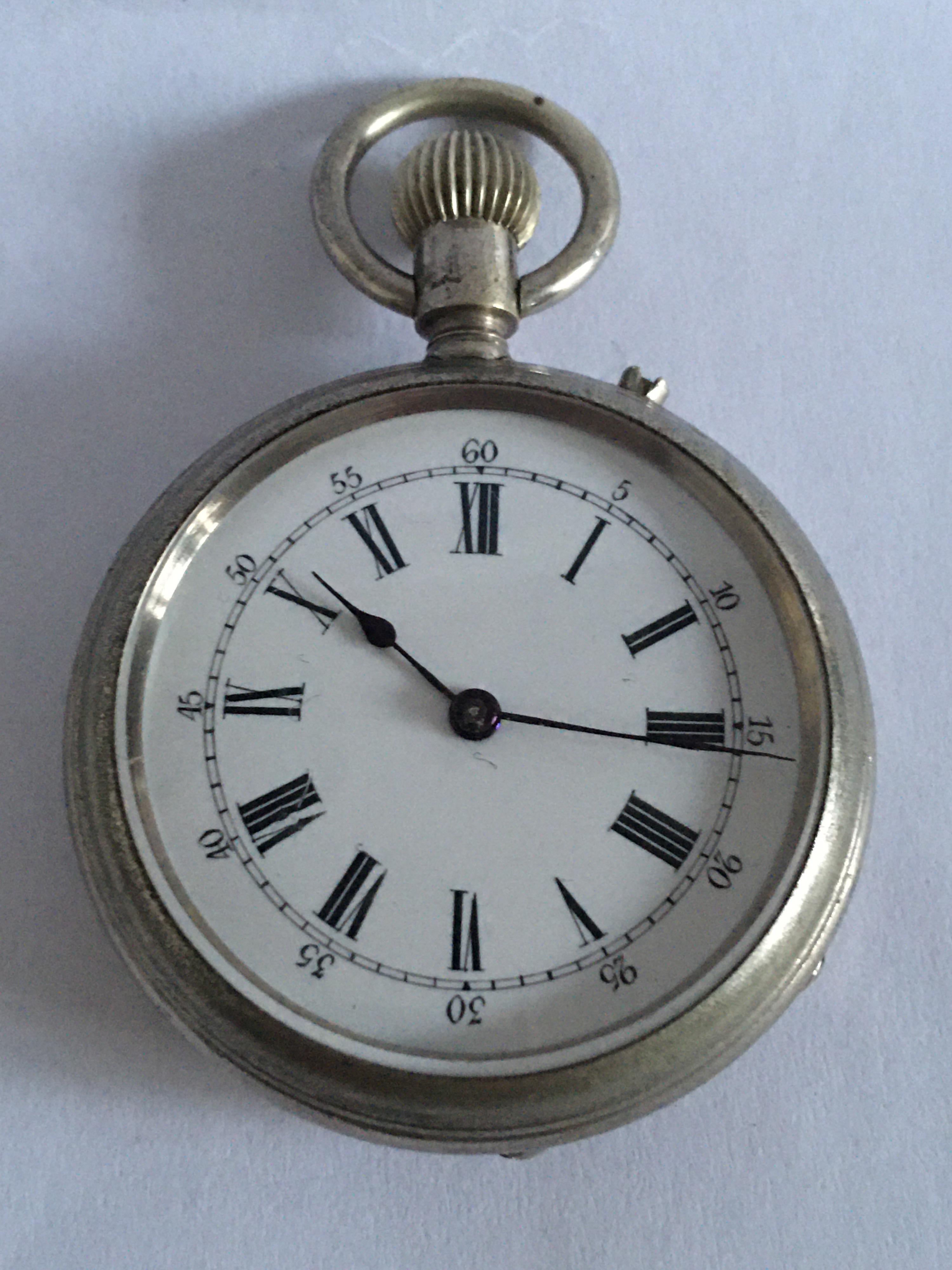 Small Antique Silver Plated Pocket Watch For Sale 3
