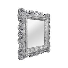 Small Antique Silverwood Baroque Style Mirror, circa 1890