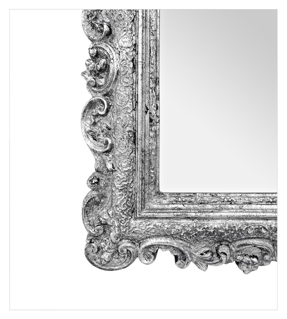 French Small Antique Silverwood Baroque Style Mirror, circa 1890