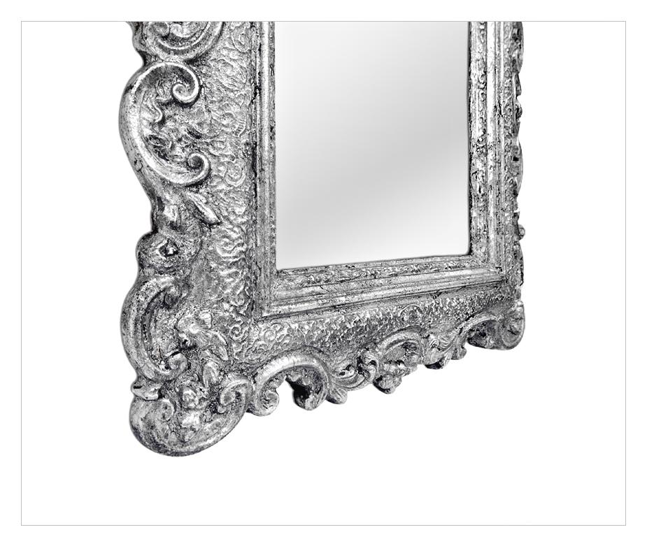Silvered Small Antique Silverwood Baroque Style Mirror, circa 1890
