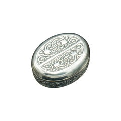 Small Antique Snuff Pot, Continental, Silver, Pill Box, Art Nouveau, Victorian