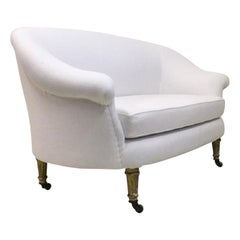 Small Antique Sofa in Bone Linen