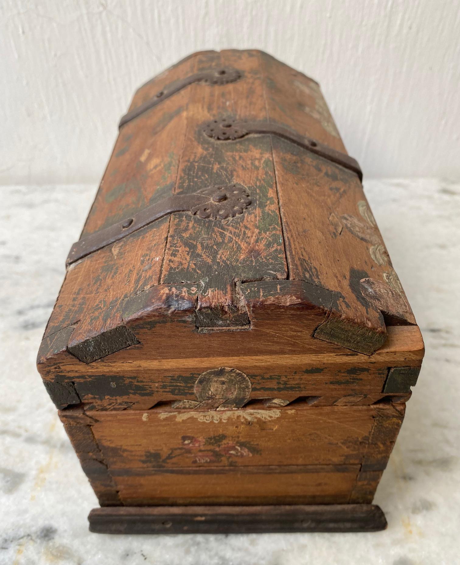Small Antique Spanish Colonial Chest, Late 1700’s For Sale 7