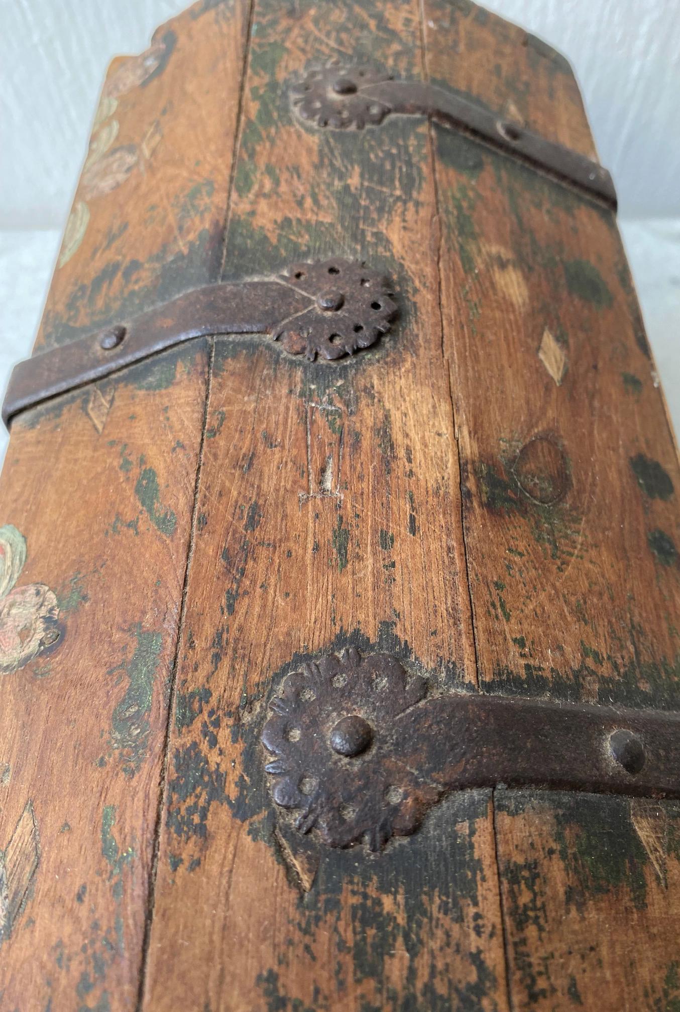 Small Antique Spanish Colonial Chest, Late 1700’s For Sale 9