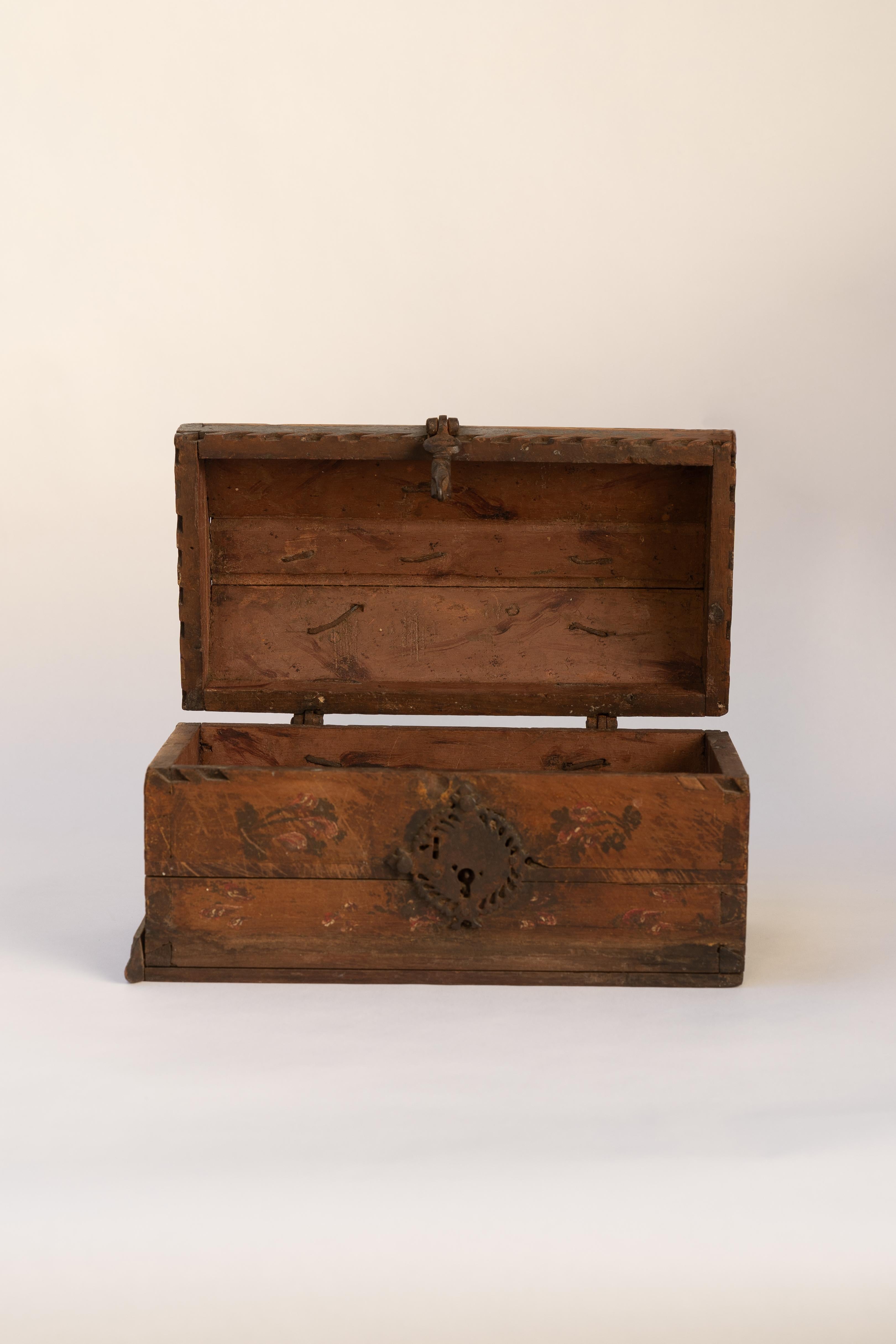 Hand-Crafted Small Antique Spanish Colonial Chest, Late 1700’s For Sale