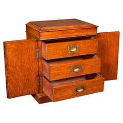 Small Antique Specimen Case, English, Oak, Collector’s Cabinet, Victorian, 1880