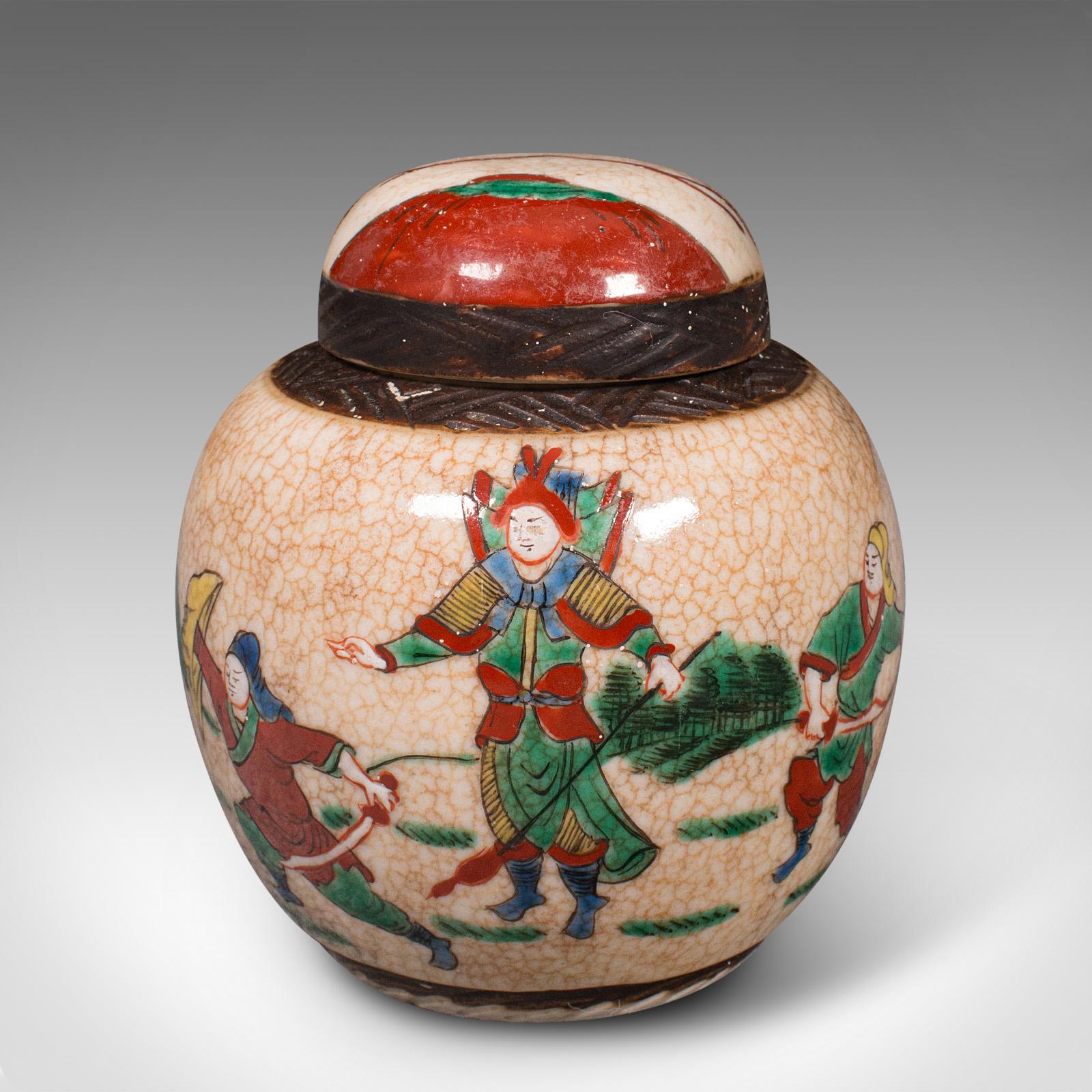 Late Victorian Small Antique Spice Jar, Japanese, Ceramic, Decorative Pot, Victorian, C.1900 For Sale