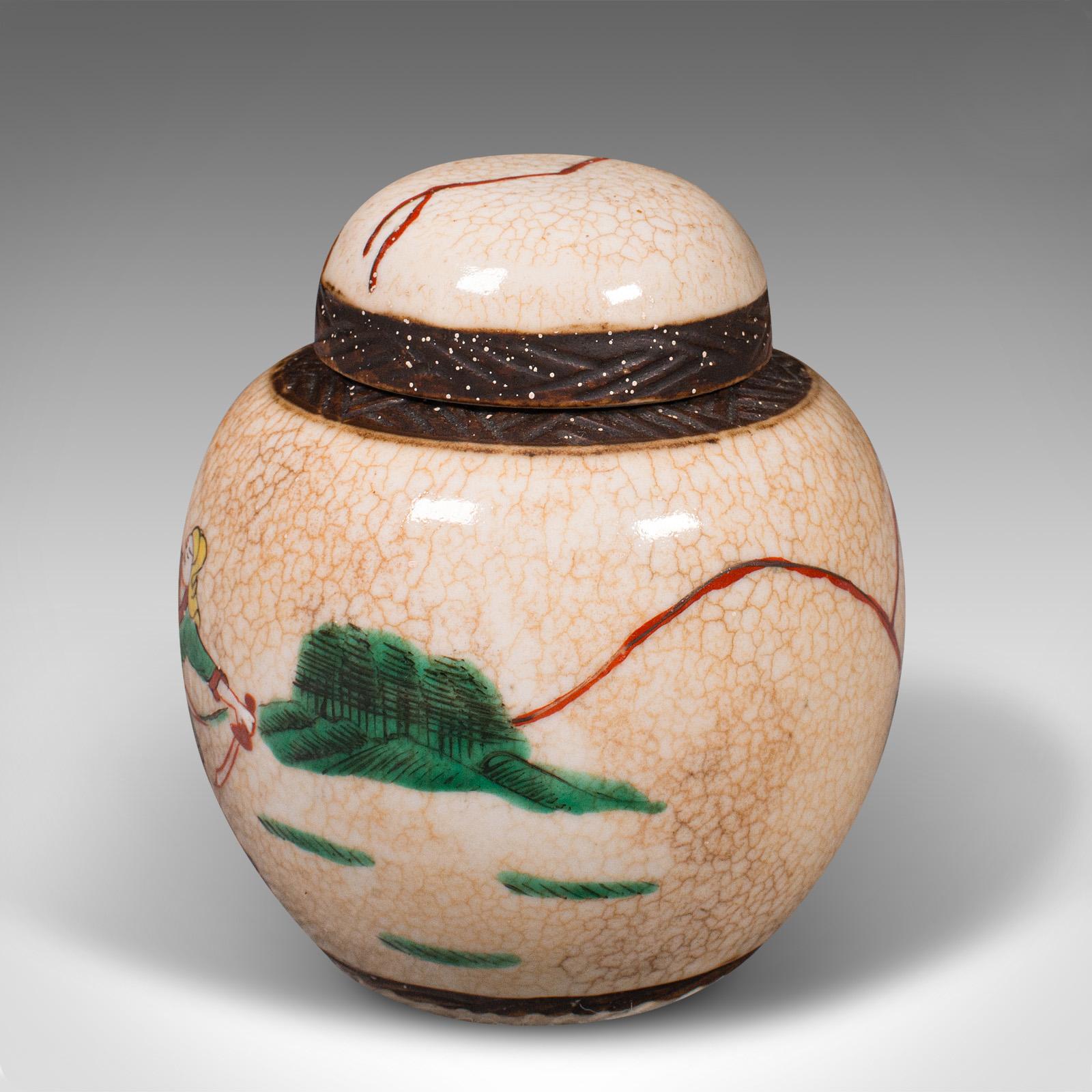 Small Antique Spice Jar, Japanese, Ceramic, Decorative Pot, Victorian, C.1900 For Sale 1