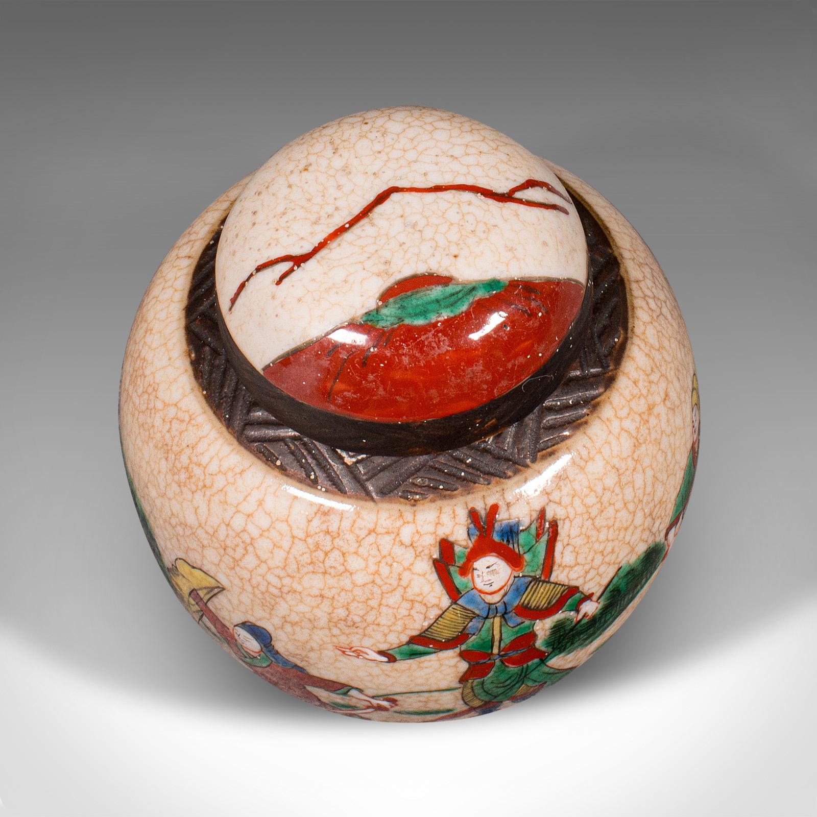 Small Antique Spice Jar, Japanese, Ceramic, Decorative Pot, Victorian, C.1900 For Sale 2