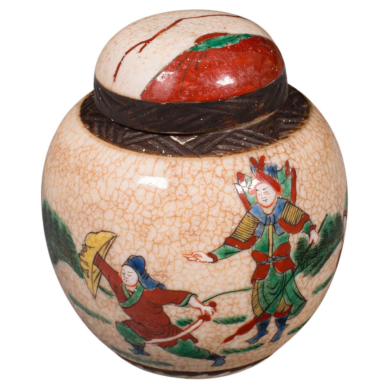 Small Antique Spice Jar, Japanese, Ceramic, Decorative Pot, Victorian, C.1900 For Sale