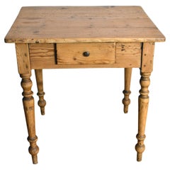 Small Antique "Square" End or Side Table in Scrubbed European Pine with Drawer