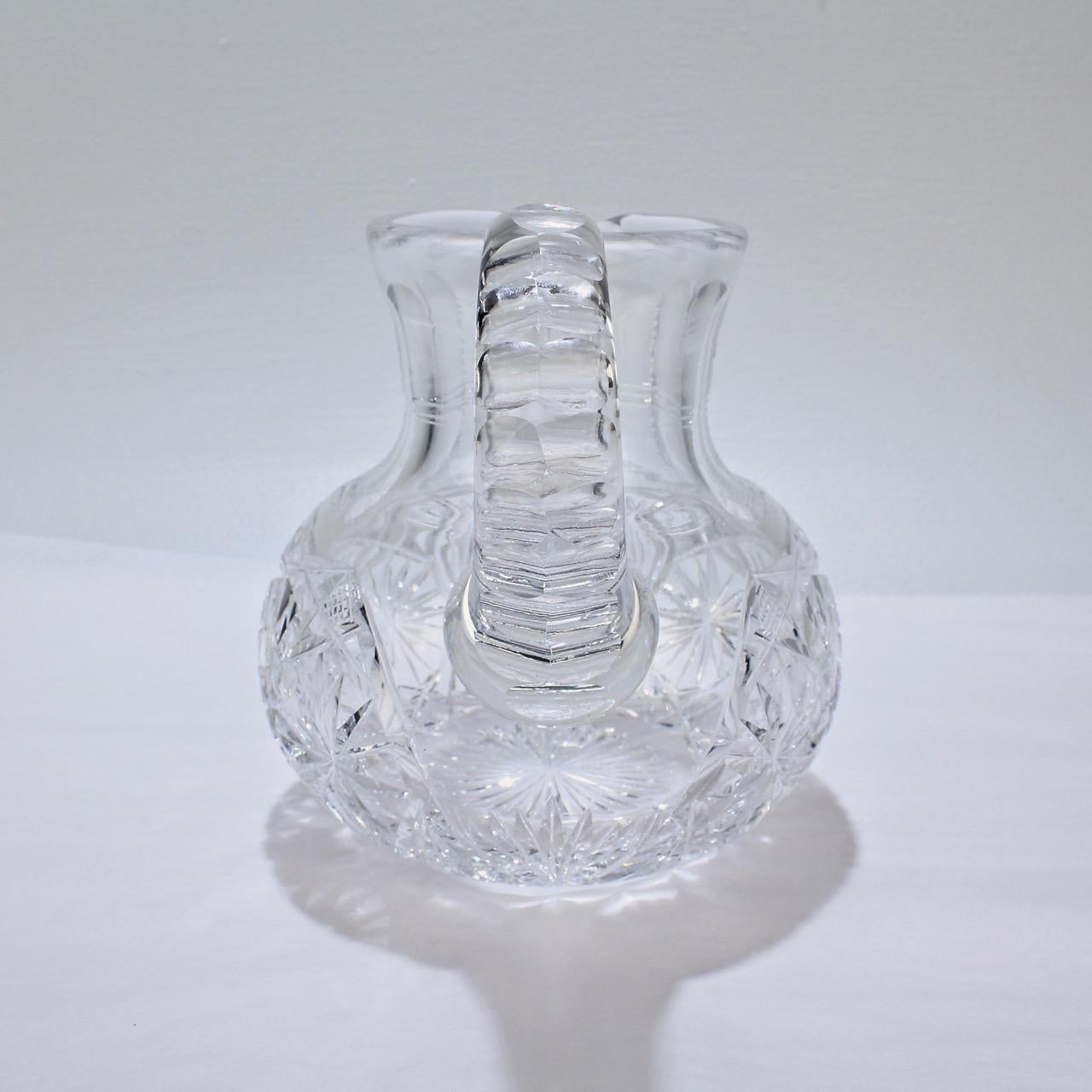 Small Antique Squat Cut Glass Juice or Cocktail Pitcher In Good Condition For Sale In Philadelphia, PA