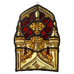 Small Antique Stained Glass Church Panel