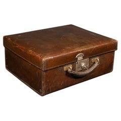 Small Antique Suitcase, English, Leather, Travelling Case, Early 20th Century